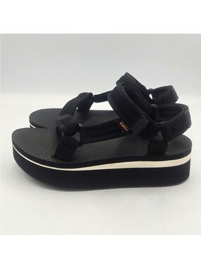 Teva Black Platform Sandals with Cream Accent